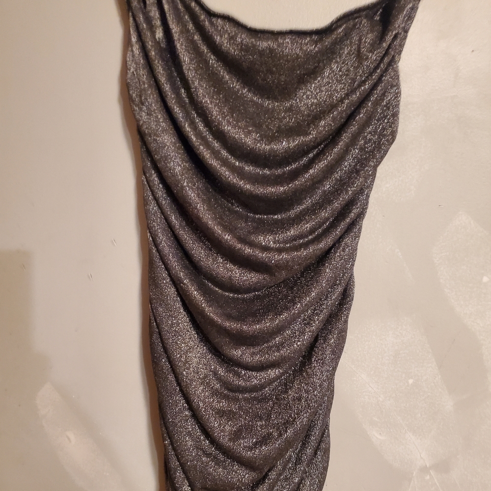 Bodycon Cocktail Halter Top Dress Silver Sparkle L/XL